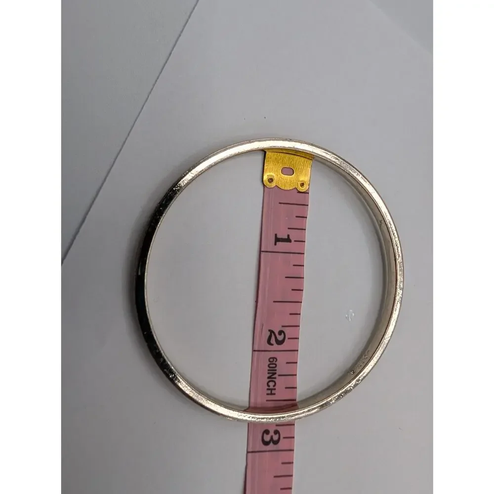 LOFT Silver Tone Bangle Bracelet with Clear Rhinestone Pave Inlay Fashion